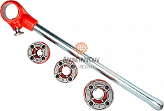 Набор клуппов трубных для нарезания резьбы с трещоткой Ridgid 00-R BSPT RH Alloy 1/2"-1"