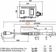 Размеры промышленного мини нагревателя воздуха Leister LE Mini Sensor Kit