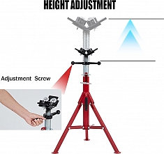 Регулировка высоты V-образной четырехроликовой складной регулируемой опоры для труб Remmers Atlant 1/8-12 Регулировка высоты V-образной четырехроликовой складной регулируемой опоры для труб Remmers Atlant 1/8-12